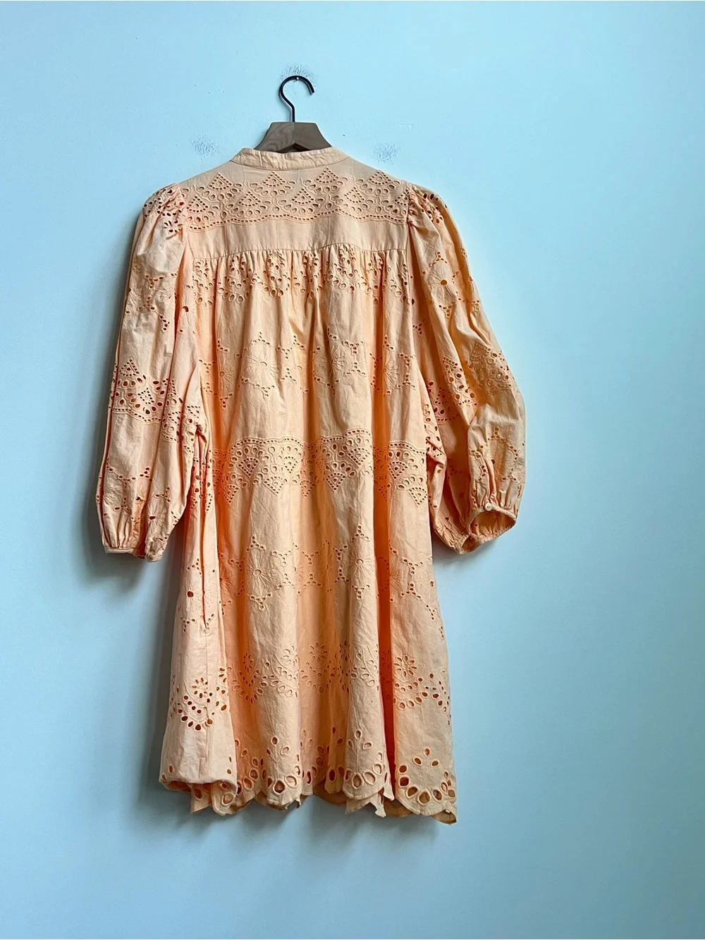 Universal Threads Eyelet Dress Orange Puff Sleeve CottageCore XL Babydoll Whimsy - Picture 11 of 13